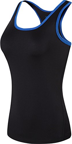 jeansian Damen Running Tights Exercise Training Fitness Yoga Weste Tank Top SWT237 Black&Blue S von jeansian