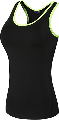 jeansian Damen Running Tights Exercise Training Fitness Yoga Weste Tank Top SWT237 Black&Green M von jeansian