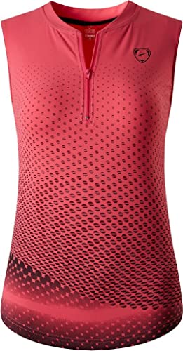 jeansian Damen Sports Breathable Zipper Tank Top Vests Sleeveless T-Shirt SWT330 Rosered XL von jeansian