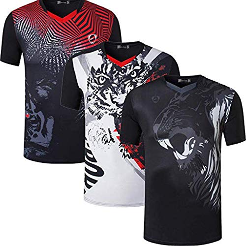 jeansian Herren 3 Packungen Athletic Quick Dry Fit Kurzarm Sport T-Shirt T-Shirt T-Shirt Tennis Golf Bowling LSL182, Lsl253_schwarz + Lsl254_schwarz + Lsl264_schwarz, XL von jeansian