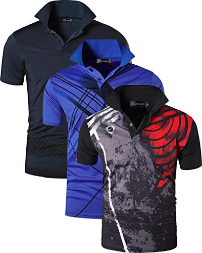 jeansian Herren 3 Stuck Mischen Pack Sport Polo T-Shirt LSL195 MixPackD L von jeansian