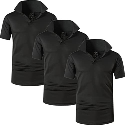 jeansian Herren 3 Stuck Mischen Pack Sport Polo T-Shirt LSL327_3RealBlack_L von jeansian