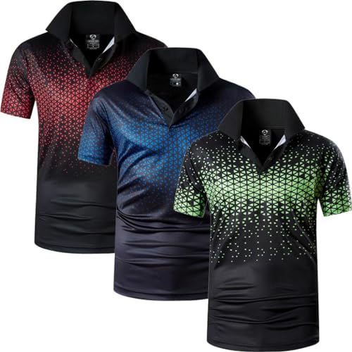 jeansian Herren 3 Stuck Mischen Pack Sport Polo T-Shirt Golf Tennis Bowling LSL358_BlueGreenRed_M von jeansian