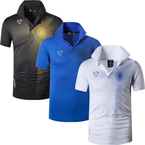 jeansian Herren 3 Stuck Mischen Pack Sport Polo T-Shirt LSL266_Black_Blue_WhiteBlue_XXL von jeansian