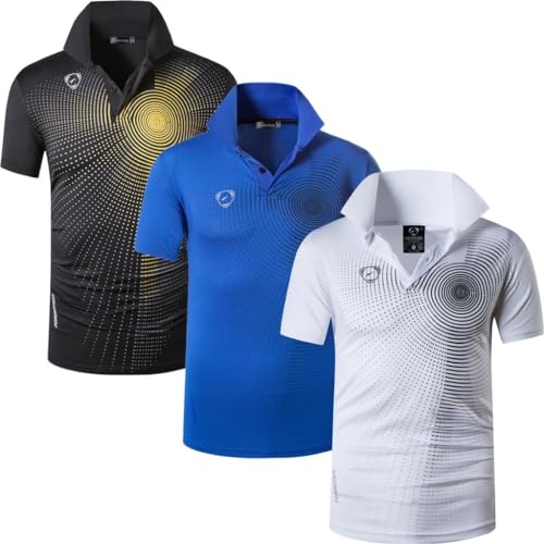 jeansian Herren 3 Stuck Mischen Pack Sport Polo T-Shirt LSL266_Black_Blue_Whiteblack_L von jeansian