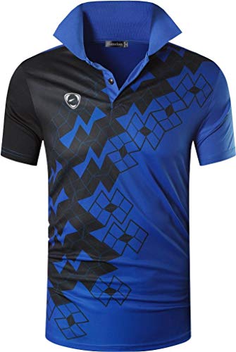 jeansian Herren Polo-Shirt für Sport im Freien, schnell trocknend, kurzärmelig. - Blau - Mittel von jeansian