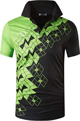 jeansian Herren Polo-Shirt für Sport im Freien, schnell trocknend, kurzärmelig. - Grün - X-Groß von jeansian