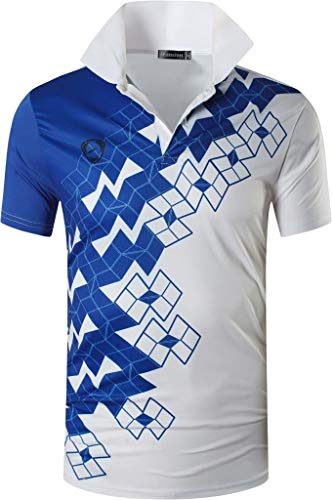 jeansian Herren Polo-Shirt für Sport im Freien, schnell trocknend, kurzärmelig. - Weiß - Mittel von jeansian