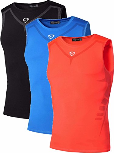 jeansian Herren Sportswear 3 Packs Sport Compression Tank Tops Vests Shirt LSL207 PackC S von jeansian