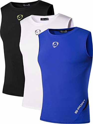 jeansian Herren Sportswear 3 Packs Sport Compression Tank Tops Vests Shirt LSL208 PackA L von jeansian