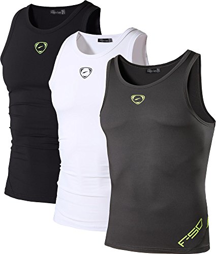 jeansian Herren Sportswear 3 Packs Sport Compression Tank Tops Vests Shirt LSL3306 PackH S von jeansian