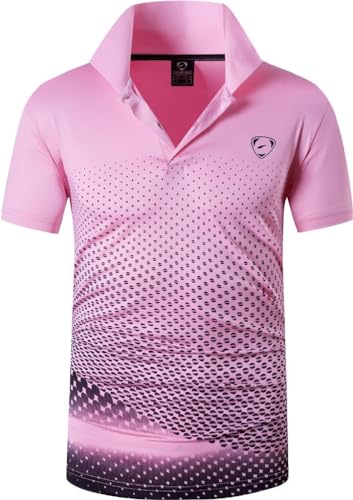 jeansian Herren Summer Sportswear Wicking Breathable Short Sleeve Polo T-Shirts Tops LSL195 Pink XL von jeansian