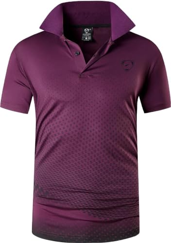 jeansian Herren Summer Sportswear Wicking Breathable Short Sleeve Polo T-Shirts Tops LSL195 PurpleRed XXL von jeansian