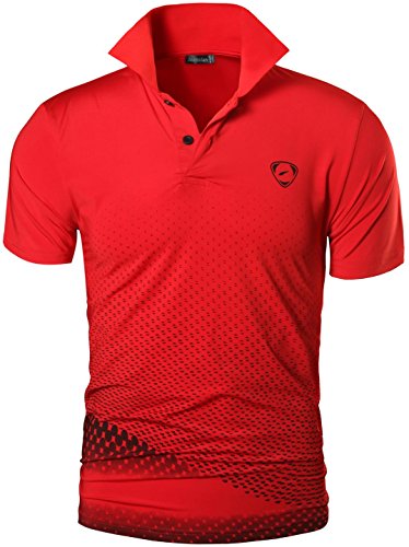 jeansian Herren Summer Sportswear Wicking Breathable Short Sleeve Polo T-Shirts Tops LSL195 Red S von jeansian