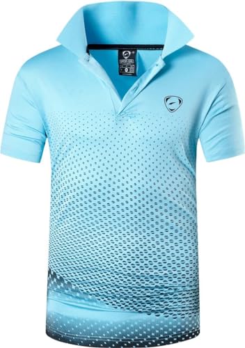 jeansian Herren Summer Sportswear Wicking Breathable Short Sleeve Polo T-Shirts Tops LSL195 SkyBlue S von jeansian