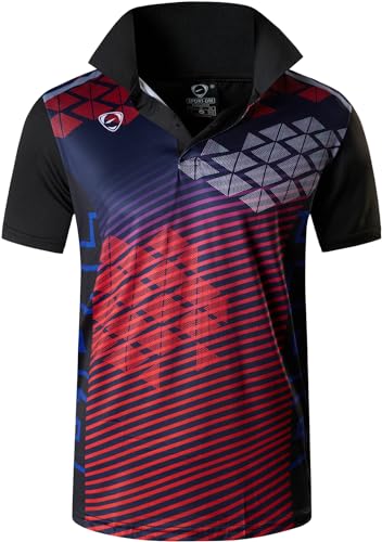 jeansian Herren Summer Sportswear Wicking Breathable Short Sleeve Polo T-Shirts Tops LSL294 Black 3XL von jeansian