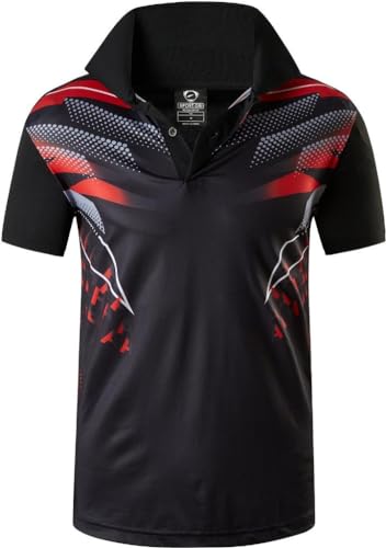 jeansian Herren Summer Sportswear Wicking Breathable Short Sleeve Polo T-Shirts Tops LSL304 BlackRed L von jeansian