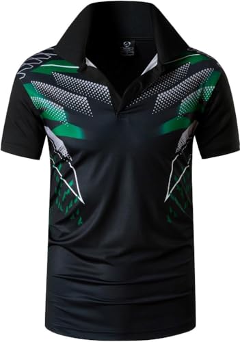 jeansian Herren Summer Sportswear Wicking Breathable Short Sleeve Polo T-Shirts Tops LSL304 Blackgreen L von jeansian