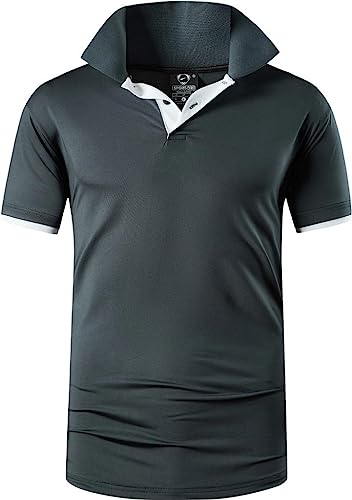 jeansian Herren Summer Sportswear Wicking Breathable Short Sleeve Polo T-Shirts Tops LSL322 Gray L von jeansian