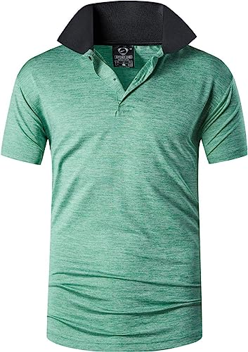 jeansian Herren Summer Sportswear Wicking Breathable Short Sleeve Polo T-Shirts Tops LSL327 Green XXL von jeansian