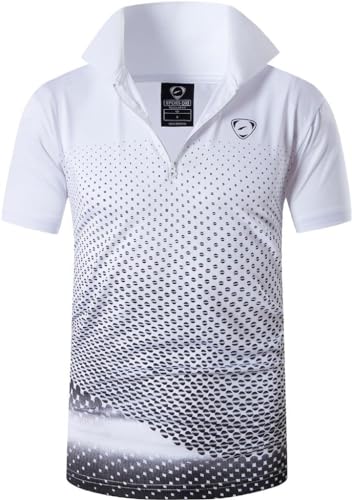 jeansian Herren Summer Sportswear Wicking Breathable Short Sleeve Polo T-Shirts Tops LSL354 Whiteblack 3XL von jeansian