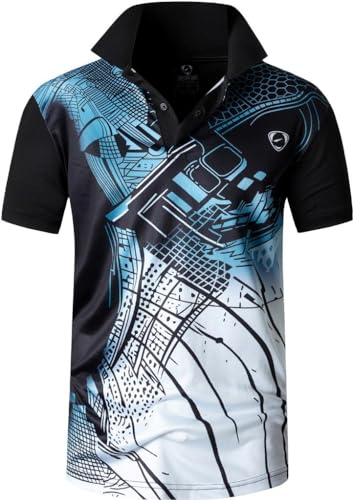 jeansian Herren Summer Sportswear Wicking Breathable Short Sleeve Polo T-Shirts Tops LSL356 Black L von jeansian