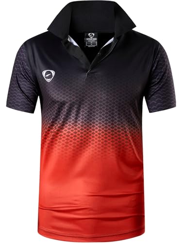 jeansian Herren Summer Sportswear Wicking Breathable Short Sleeve Polo T-Shirts Tops LSL357 BlackRed 3XL von jeansian