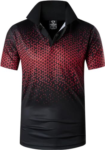 jeansian Herren Summer Sportswear Wicking Breathable Short Sleeve Polo T-Shirts Tops LSL358 BlackRed 3XL von jeansian