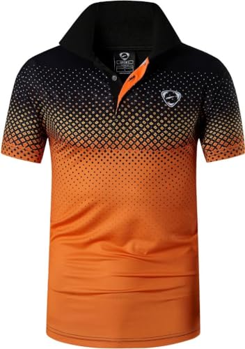 jeansian Herren Summer Sportswear Wicking Breathable Short Sleeve Polo T-Shirts Tops LSL362 BlackOrange XXL von jeansian