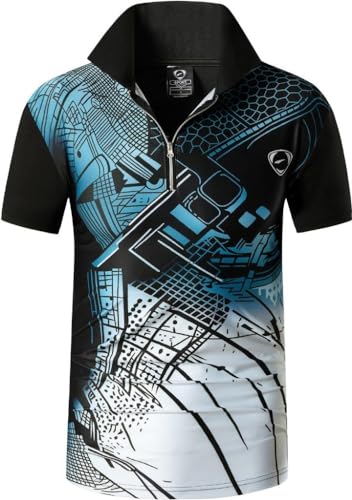 jeansian Herren Summer Sportswear Wicking Breathable Short Sleeve Polo T-Shirts Tops LSL363 Black XL von jeansian