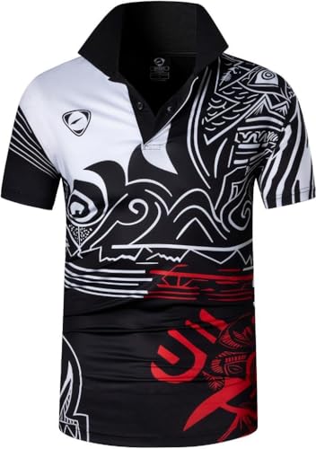 jeansian Herren Summer Sportswear Wicking Breathable Short Sleeve Polo T-Shirts Tops LSL364 Black XXL von jeansian