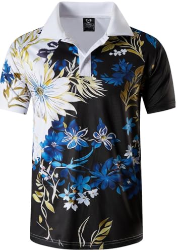 jeansian Herren Summer Sportswear Wicking Breathable Short Sleeve Polo T-Shirts Tops LSL372 Black XXL von jeansian