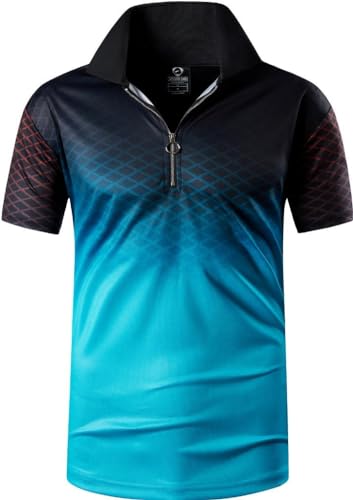 jeansian Herren Summer Sportswear Wicking Breathable Short Sleeve Polo T-Shirts Tops S027 Blackgreen 3XL von jeansian