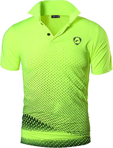 Jeansian Herren Summer Sportswear Wicking Breathable Short Sleeve Polo T-Shirts Tops LSL195 GreenYellow L von jeansian