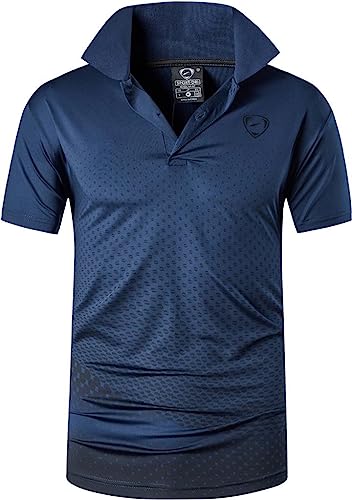Jeansian Herren Summer Sportswear Wicking Breathable Short Sleeve Polo T-Shirts Tops LSL195 DarkBlue XXL von jeansian