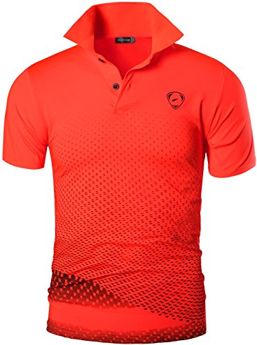 jeansian Herren Summer Sportswear Wicking Breathable Short Sleeve Polo T-Shirts Tops LSL195 Orange 4XL von jeansian