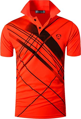 jeansian Herren Summer Sportswear Wicking Breathable Short Sleeve Polo T-Shirts Tops LSL226 Orange L von jeansian