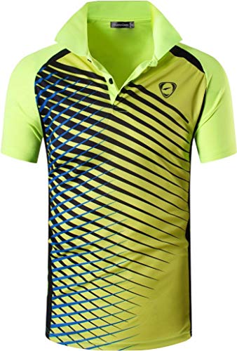 jeansian Herren Summer Sportswear Wicking Breathable Short Sleeve Polo T-Shirts Tops LSL243 GreenYellow L von jeansian