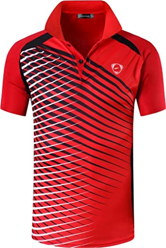 jeansian Herren Summer Sportswear Wicking Breathable Short Sleeve Polo T-Shirts Tops LSL243 Red 3XL von jeansian