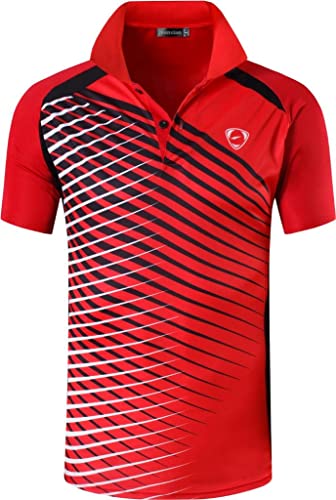 jeansian Herren Summer Sportswear Wicking Breathable Short Sleeve Polo T-Shirts Tops LSL243 Red L von jeansian