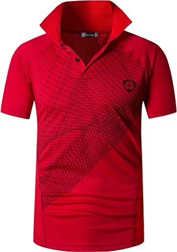 jeansian Herren Summer Sportswear Wicking Breathable Short Sleeve Polo T-Shirts Tops LSL244 Red XL von jeansian