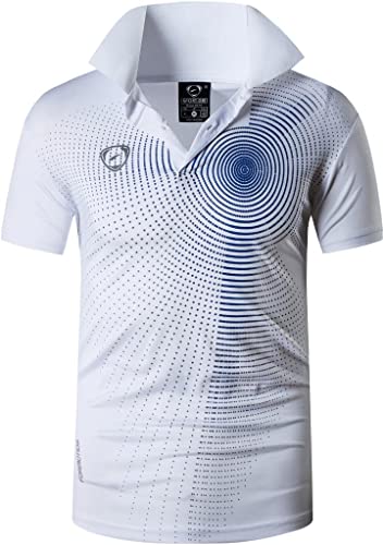 jeansian Herren Summer Sportswear Wicking Breathable Short Sleeve Polo T-Shirts Tops LSL266 WhiteBlue XL von jeansian