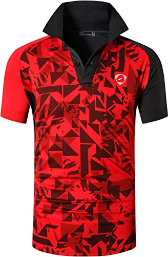 jeansian Herren Summer Sportswear Wicking Breathable Short Sleeve Polo T-Shirts Tops LSL279 Red XXL von jeansian