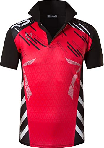 jeansian Herren Summer Sportswear Wicking Breathable Short Sleeve Polo T-Shirts Tops LSL293 Red XL von jeansian