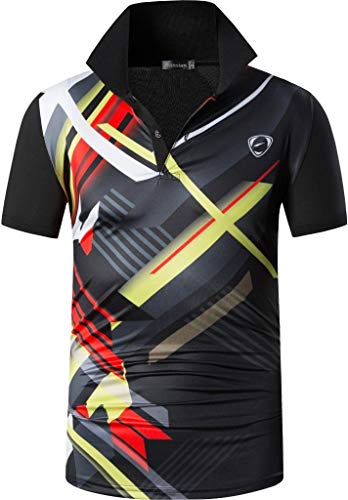 jeansian Herren Summer Sportswear Wicking Breathable Short Sleeve Polo T-Shirts Tops LSL310 Black XL von jeansian