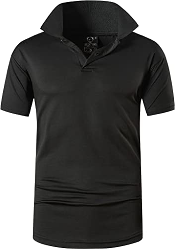 jeansian Herren Summer Sportswear Wicking Breathable Short Sleeve Polo T-Shirts Tops LSL327 RealBlack L von jeansian