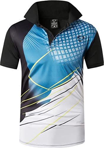 jeansian Herren Summer Sportswear Wicking Breathable Short Sleeve Polo T-Shirts Tops LSL347 Black XXL von jeansian