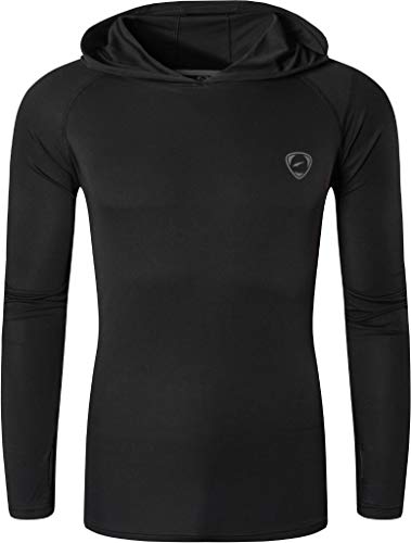 jeansian Herren UPF 50+ UV Sonnenschutz Outdoor-Aktivitäten Sport Hoodie T-Shirt LA271 Black L von jeansian