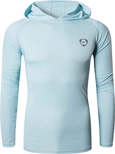 jeansian Herren UPF 50+ UV Sonnenschutz Outdoor-Aktivitäten Sport Hoodie T-Shirt LA271 LightBlue L von jeansian