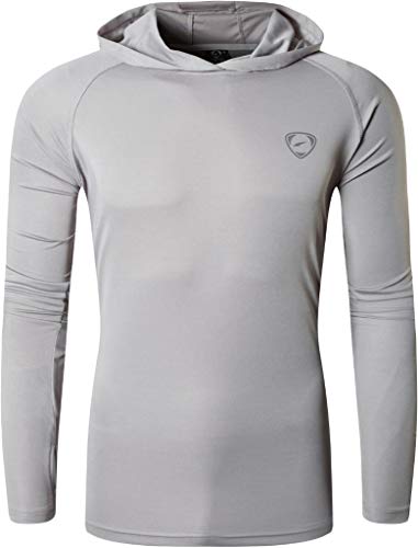 jeansian Herren UPF 50+ UV Sonnenschutz Outdoor-Aktivitäten Sport Hoodie T-Shirt LA271 LightGray L von jeansian